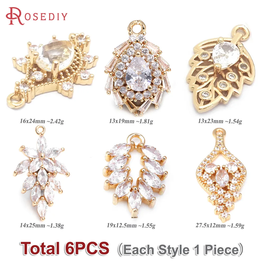 Total 6PCS (Each Style 1 Piece) Mixed Leaf Leaves Charms Pendants Necklace Earrings Jewelry Accessories Rosediy official-website