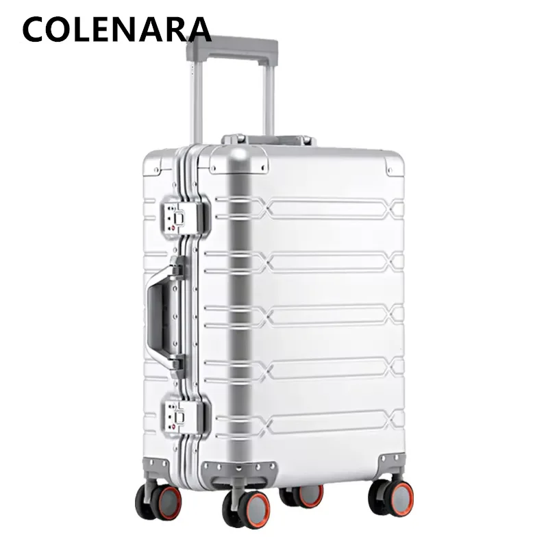 COLENARA Men's Suitcase Full Aluminum Magnesium Alloy Trolley Case Large Capacity Business Boarding Box 20