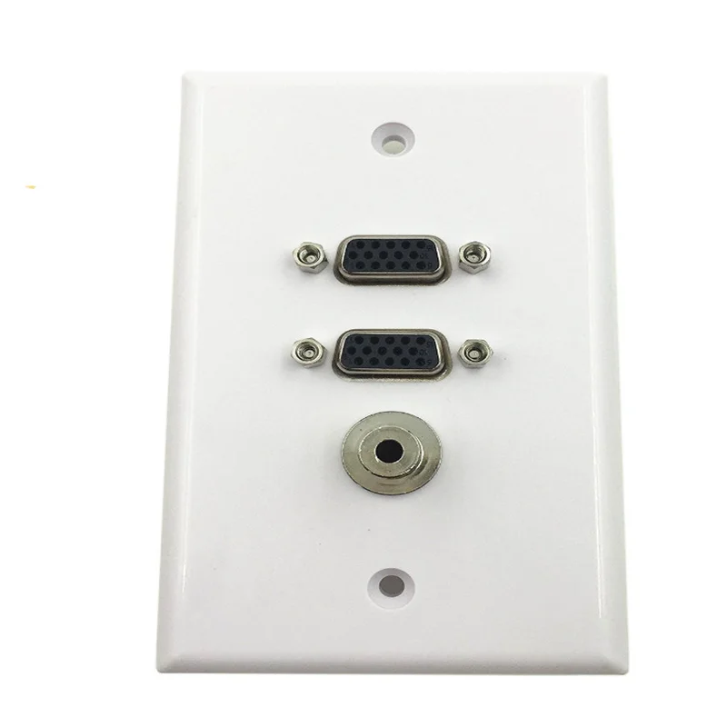 VGA Female With 3.5mm Audio Stereo Female Component Composite Wall Face Plate Panel HD15 Female And 3.5mm Female 115*70mm