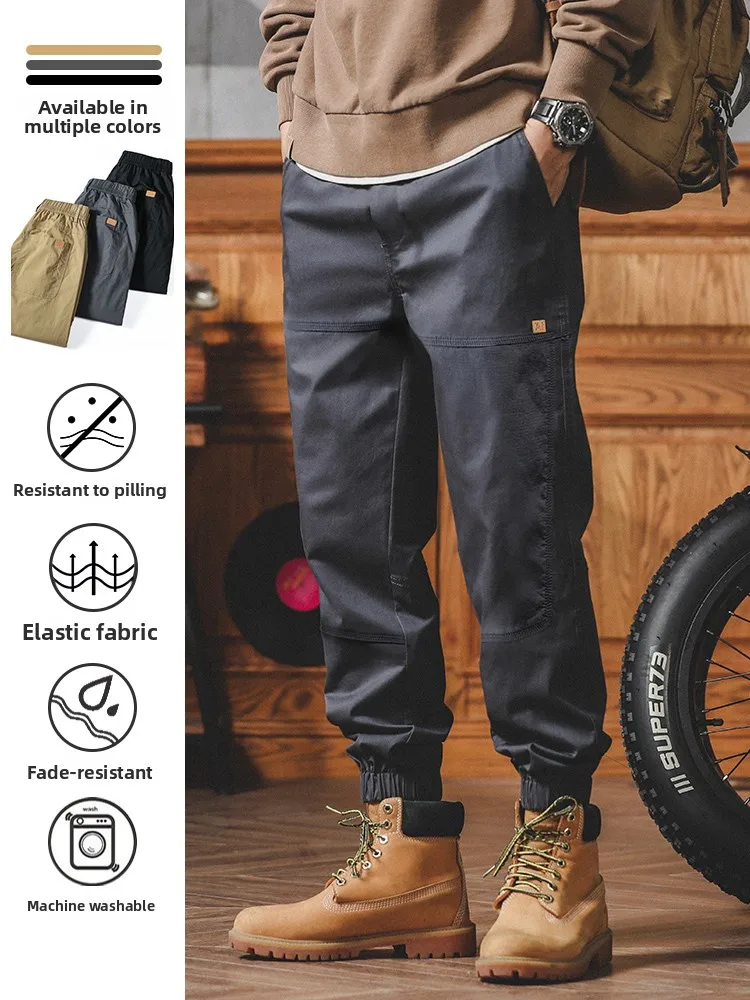 

Американские ретро-брюки в рабочем стиле для мужчин, свободные, больших размеров, модные, брендовые, весенне-осенние, повседневные, длинные, цвета хаки, свободного кроя