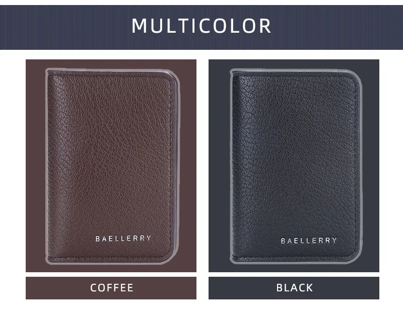 Baellerry Slim Compact Luxury Brand Wallet Men Soft Leather Credit Card Holders Wallet for Men Small ID Card Case Cardholder