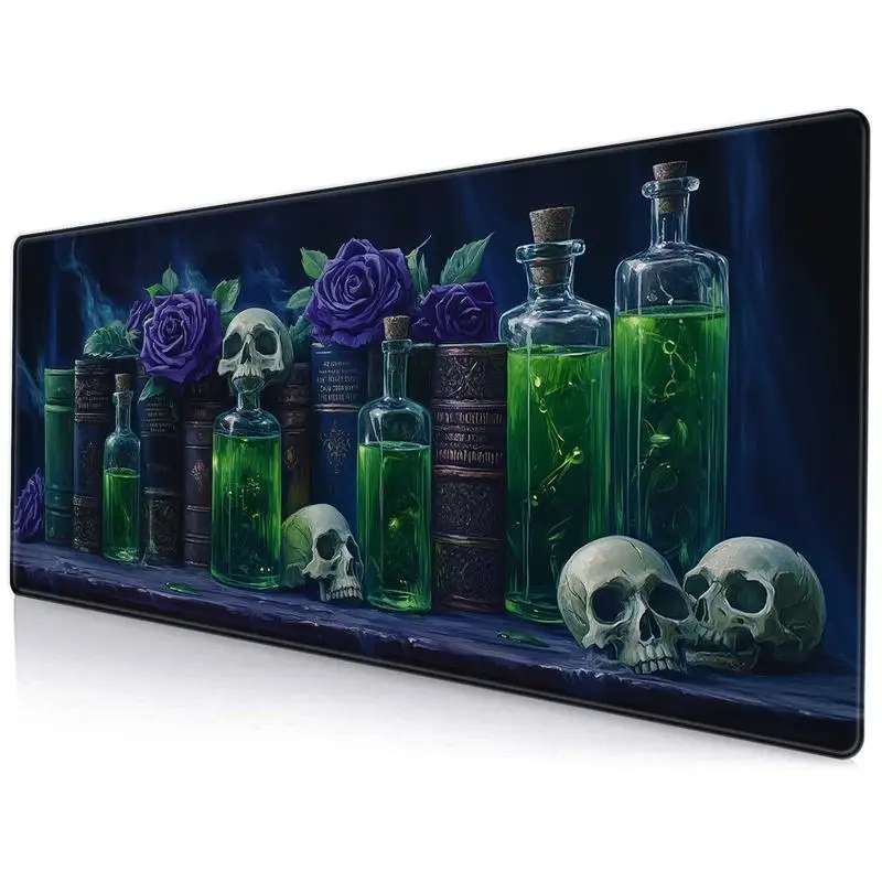 

Коврик для мыши с дизайном черепа, большой игровой нескользящий коврик для клавиатуры и мыши