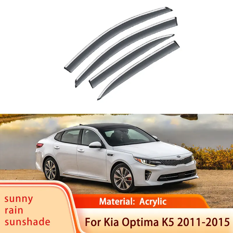 

4x Car Window Visor for Kia Optima K5 TF 2011 2012 2013 2014 2015 Awnings Sun Rain Deflector Shelters Shades Guard Accessories