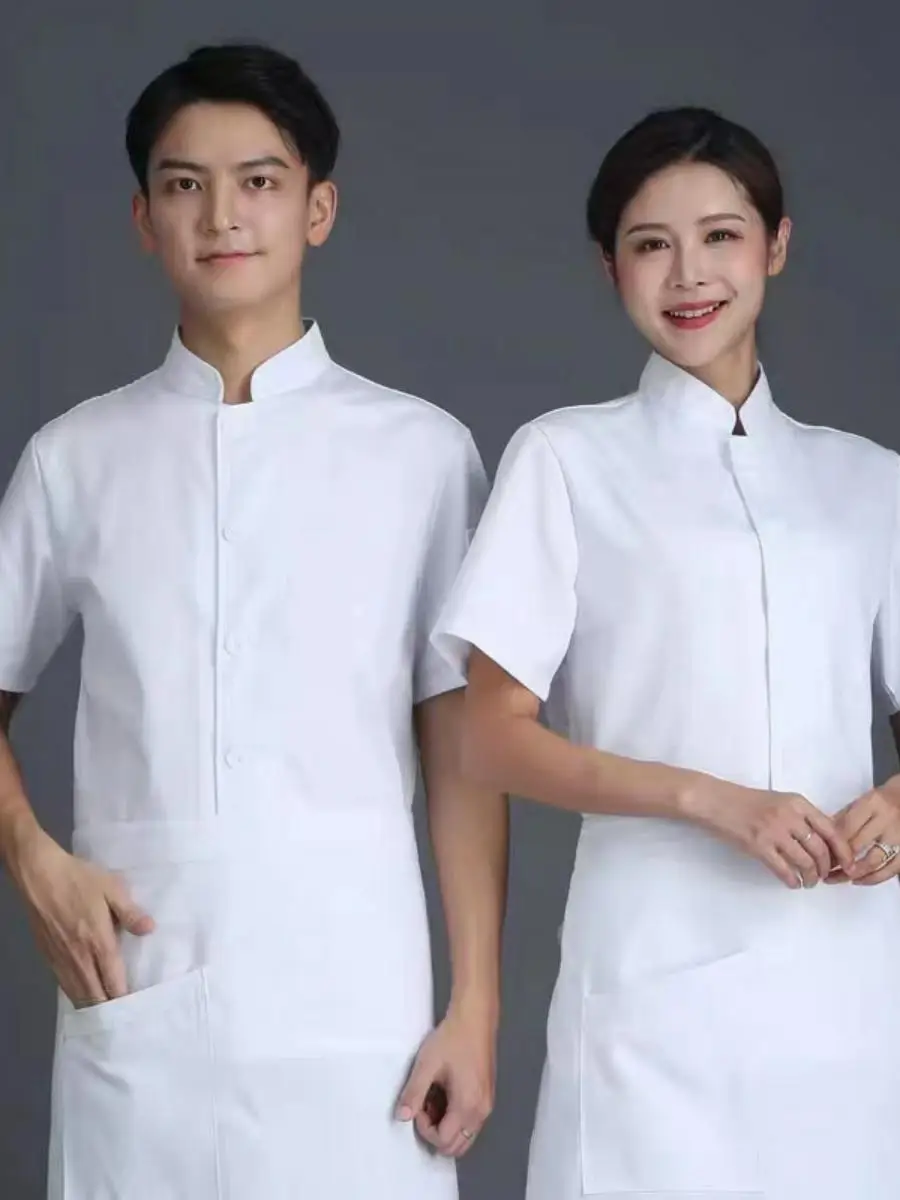 

Легкие дышащие рабочие униформы для поваров с длинным рукавом, для школьных столовых, мужская рабочая одежда, белые униформы с коротким или длинным рукавом