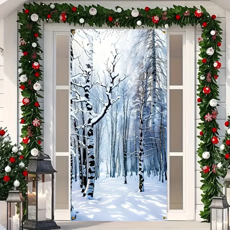 1pc2D OrecchChristmas Miracle Holiday Winter Forest Design, adapté aux décorations de maison et de porche de vacances, aucune alimentation requise