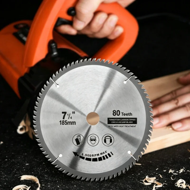 1 pièce Lame de scie circulaire TCT à dents en carbure pour la coupe du bois, outil de travail du bois, Ø 185 mm, 80 dents