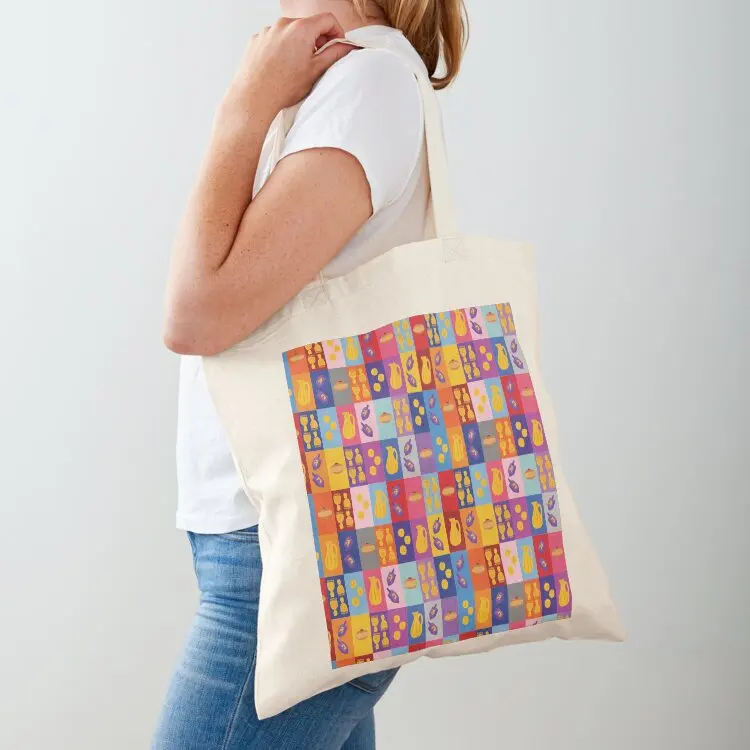 

Chanukah Smorgasbord - Warm Pop Art Grid Tote Bag Women's beach bags sac pour femme Canvas stote bag Handbags