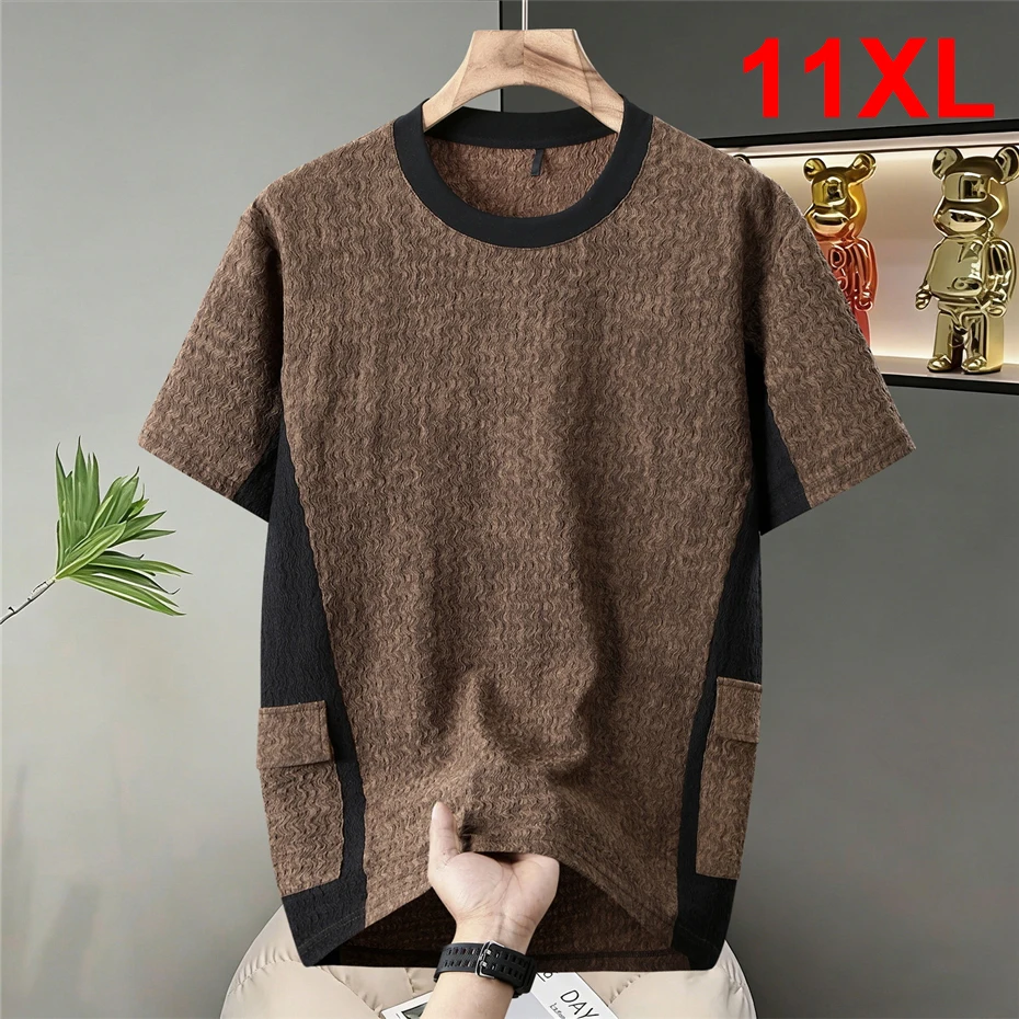 

Футболка больших размеров 11XL 10XL для мужчин, летние топы с коротким рукавом, модные повседневные футболки с пэчворком, мужские футболки больших размеров 11XL
