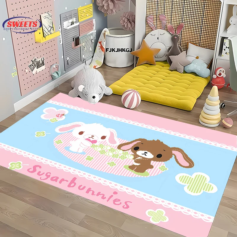 Pink Gift Cute S-Sugarbunnies Carpet for Living Room Cartoon Children Bedroom Sofa Doormat Kitchen Floor Rug Anti-slip Decor Mat