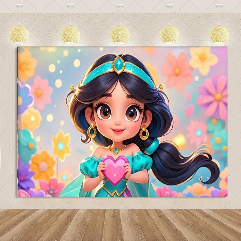 ديزني الياسمين الأميرة التصوير خلفية لوازم الكرتون علاء الدين خلفية راية عيد الفصح حفلة عيد ميلاد الديكور الدعائم