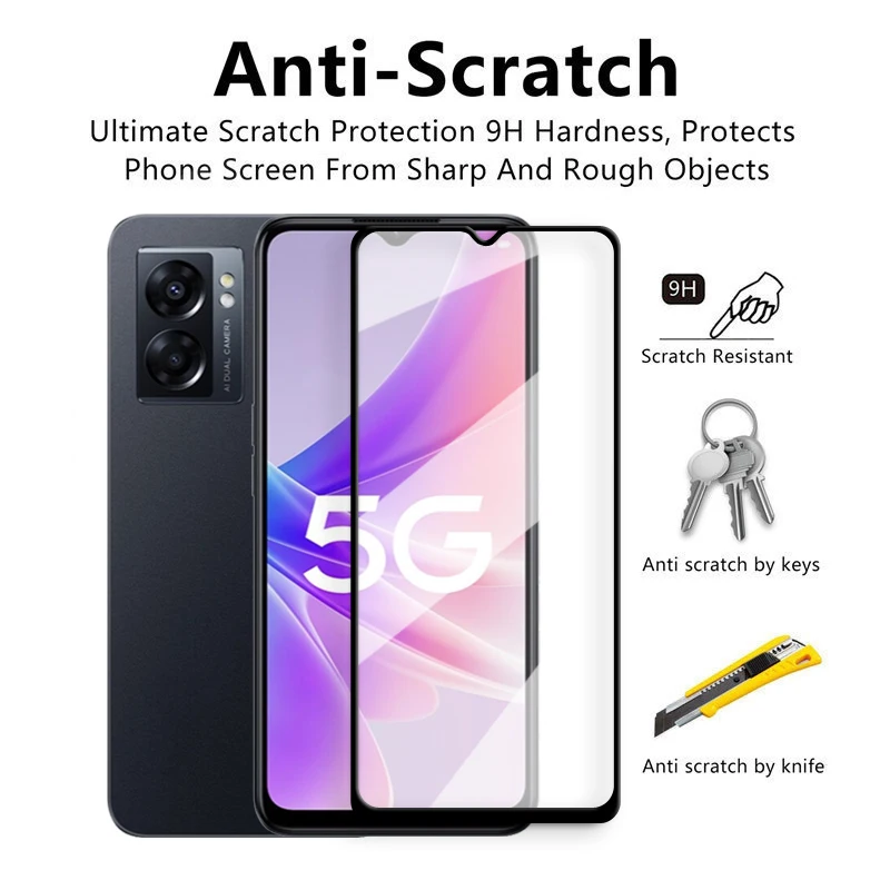 Dành Cho OPPO A77 Kính Cường Lực OPPO A77 A57 A96 A76 A36 4G Kính Cường Lực 2.5D Full Cover Tấm Bảo Vệ Màn Hình OPPO a77 5 Ống Kính G Phim 6.58 Inch