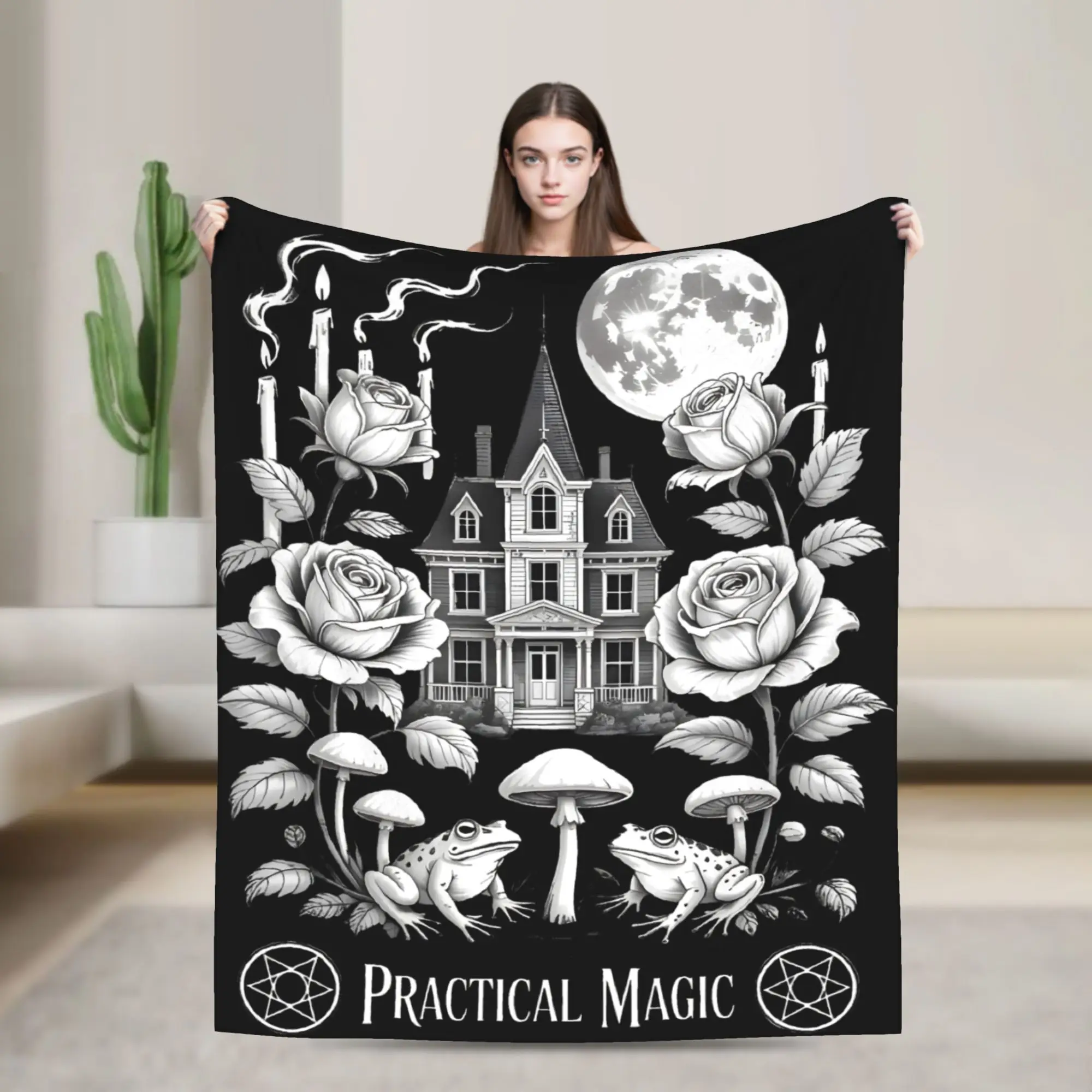 Practical Magic Witchy Halloween Salt Rosemary Lavender Love Blanket  Flannel Funny Breathable Throw Blanket for Home