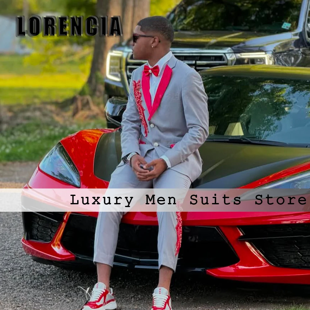 

Casual Rhinestone Applique Men Suits 2 Pieces Crystal Wedding Groom Tuxedos Customized Blazer Pants jaqueta masculina couro
