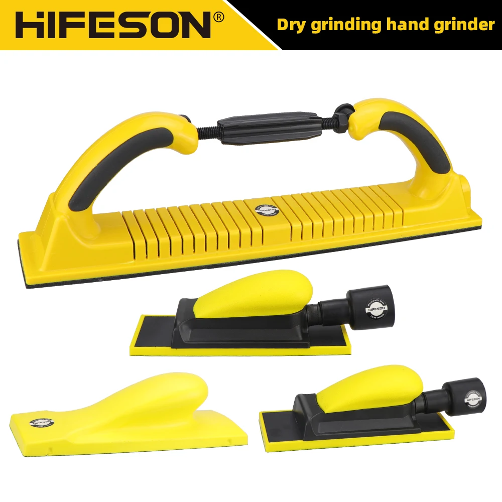 HIFESON Handheld Sander Manual Sandpaper Tool Sanding Block Dust Extraction Hand Polisher Grinding Machine For Metal Wood Work