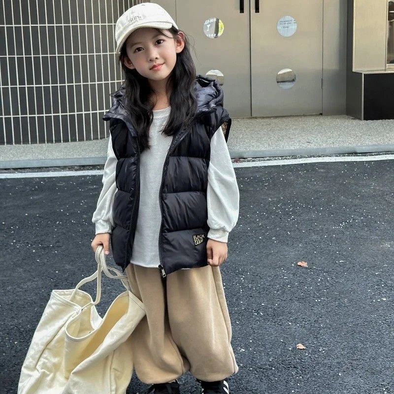 

Жилет для мальчиков, детский жилет, пуховик, 2025 год, теплый, утепленный, с капюшоном, зима-осень, ветрозащитный, для подростков, рождественский подарок для детей