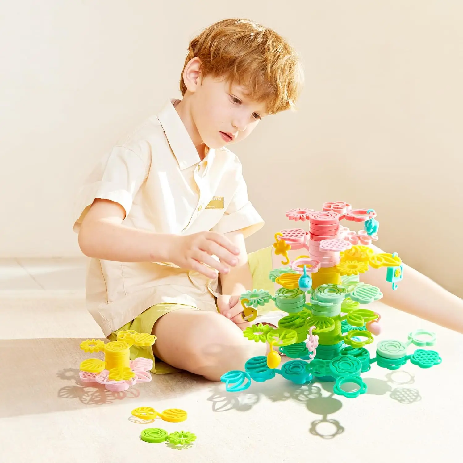 教育バランスブロック 82 ピースセット、3 歳以上の子供向けのクリエイティブスタッキングゲーム、モンテッソーリ就学前のおもちゃ、問題解決力を向上させる