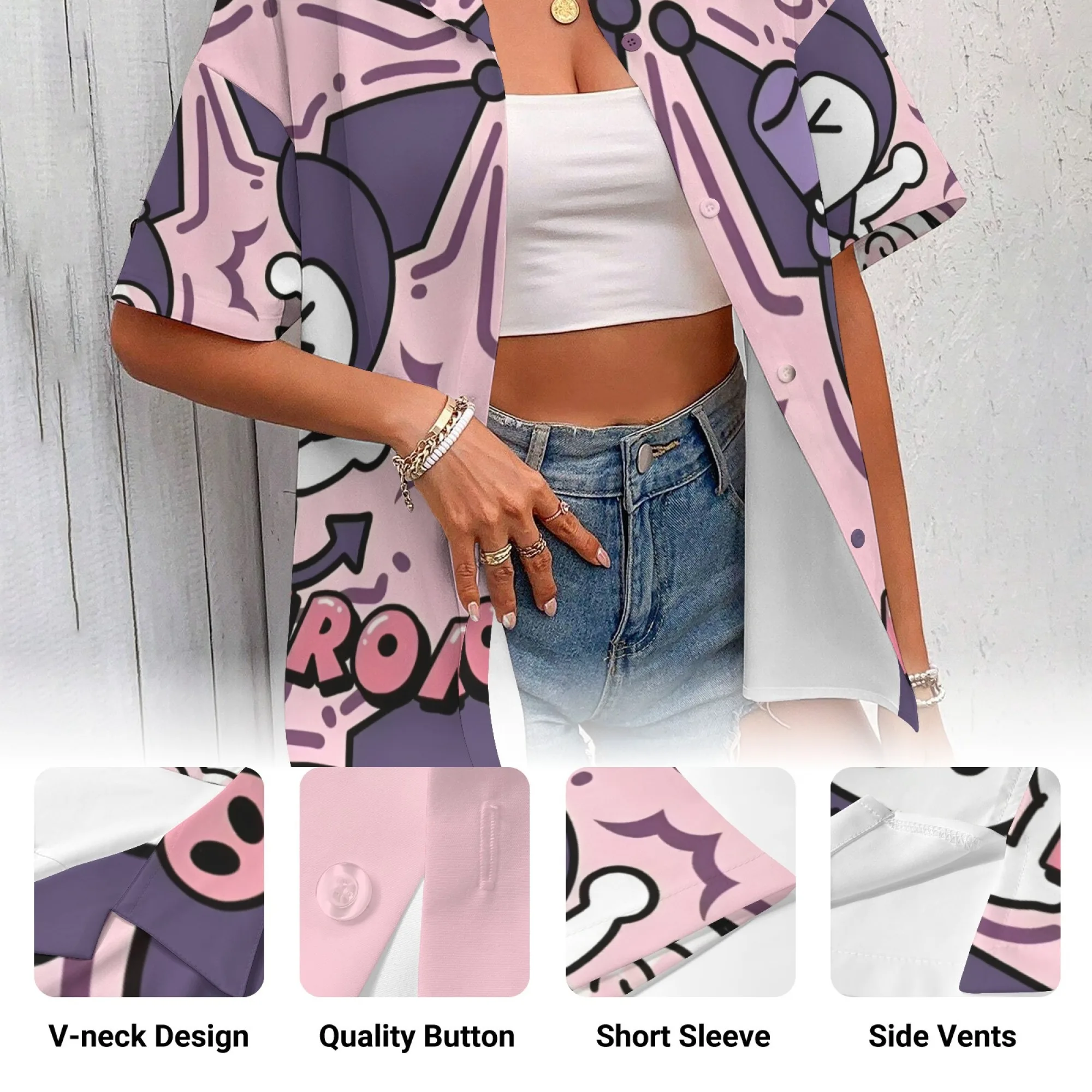 Kuromi Shirt for Woman Clothing Y2k Clothes Top Women Kuromi Shirt Long Sleeve Unisex Korean Popular Clothes Oversized T-shirt