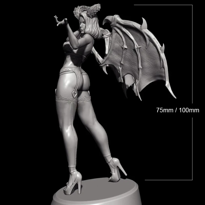 1/18 100mm 1/24 75mm Resin Model Kits Devil Beauty Girl Figure Figurine Unpainted Sculpture 023
