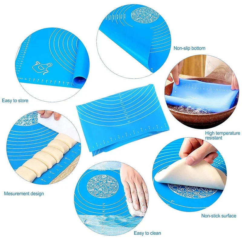 Silicone Pad Baking Mat Sheet Kneading Dough Mat Pastry Rolling Kneading Baking Pad Kitchen Mat Pizza Nonstick Pan Cooking Tools