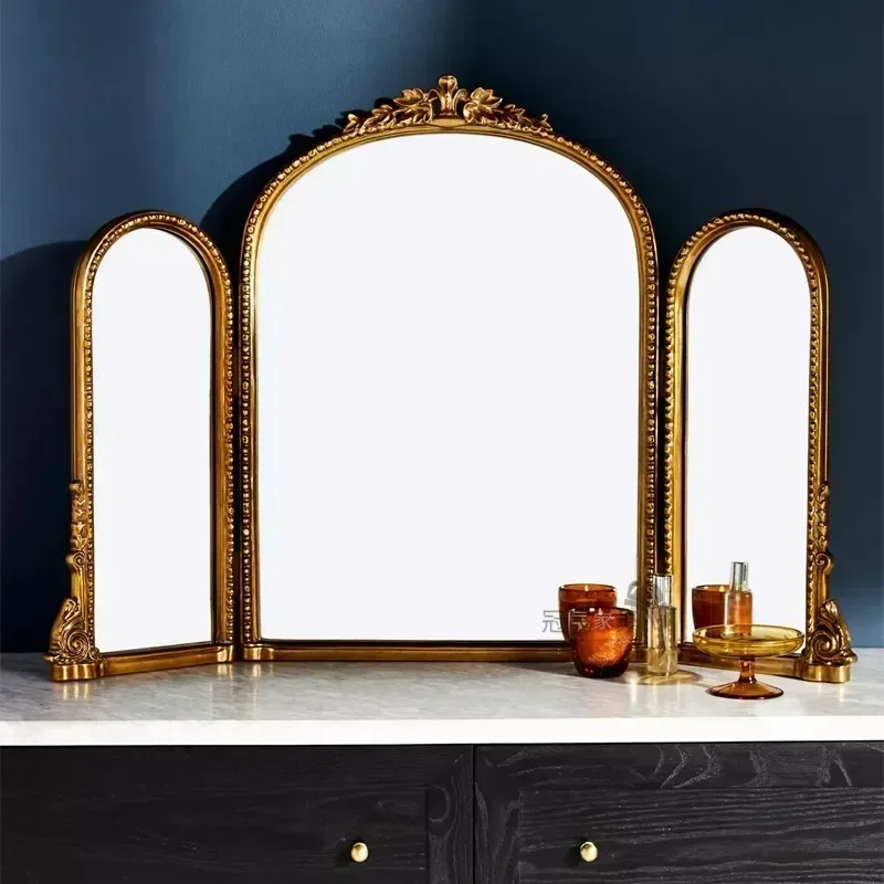Metal Makeup Mirror Gold Frame Macrame Vintage Mirror Irregular Luxury Dressing Self Cut Dekoracyjne Lustra Home Decoration