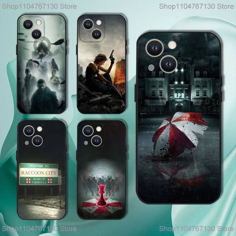

R-RESIDENT GAME EVILS Phone Case For iPhone 16,15,14,13,12,11,Pro,XS,Max,XR,Plus,E,SE4,Mini Black Soft Cover