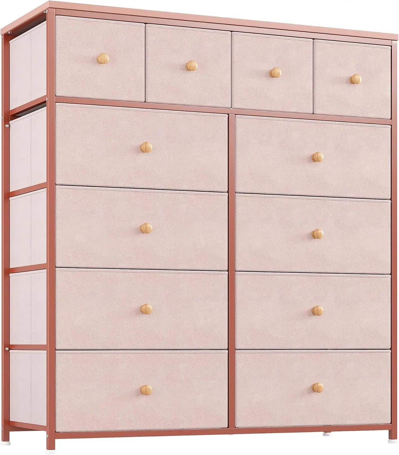 

Pink dress suitable for girls' bedrooms with 12 drawers, fabric bedroom dresses with wardrobes and drawer boxes, pink