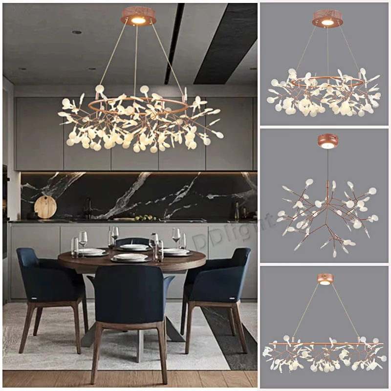 

2024 New Style Hanging Chandelier Modern Home Romantic Living Room Kitchen Firefly LED Pendant Lamp Luxury Rings Lustre Lighting