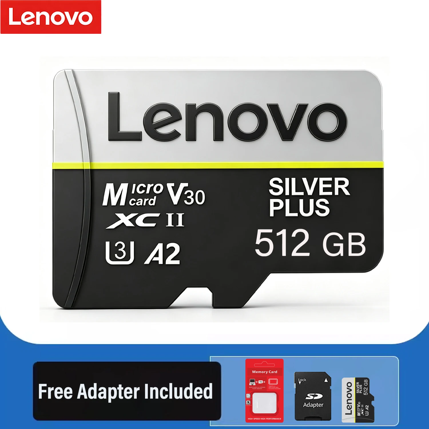 Carte Micro SD sécurisée Lenovo, carte mémoire haute performance, 512 Go, 256 Go, 128 Go, V30, U3, carte TF pour smartphone et caméra GoPro.
