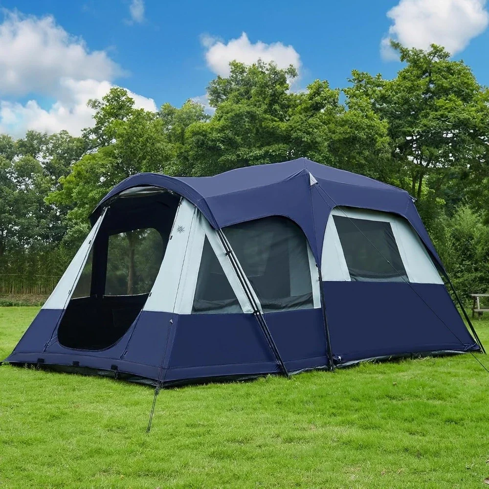 

8 Person Blackout Cabin Tent, Camping Tent with Multi Room, Family Tent with Extra Porch and Rainfly,2 Rooms Huge Portable Tent