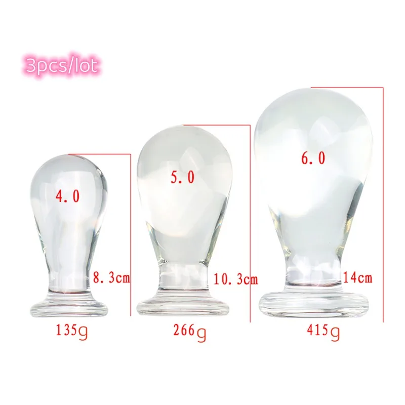 VaHppy 3pcs/lot Anal plugs Glass Spherical 4/5/6cm Anal dilation training Sex Toys Anal Masturbation