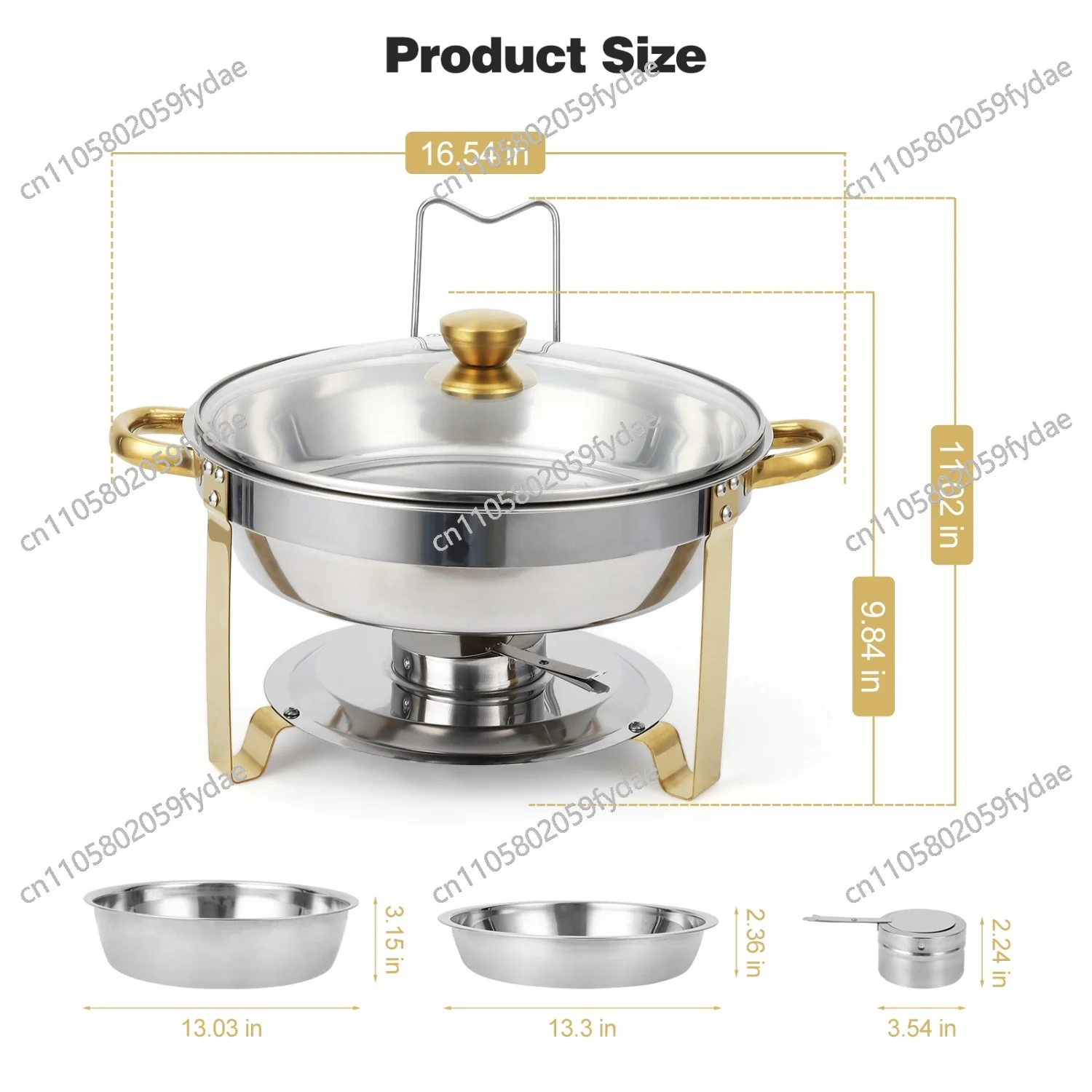 2/4 Pack Chafing Dish Buffet Set, 5QT Buffet Servers  Round Catering Warmer with Glass Lid & Lid Holder for Party