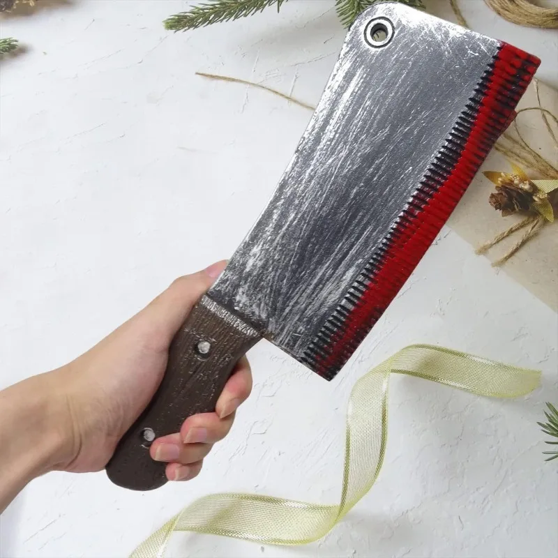 48.5cm/19.09in Plastics Fake Blood Knife Party Supplies Weapon Props Model Halloween Cosplay Funny Gift Collectible Outdoor Toys