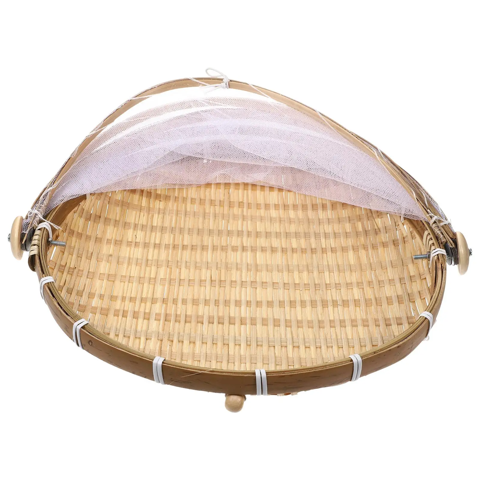 

Mesh Gauze Food Tent Basket Bamboo Vegetable Storage Net Bread Baskets for Serving Practical
