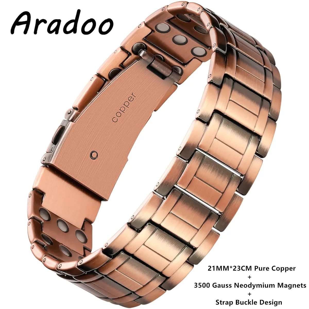 ARADOO Copper Bracelet Cross Silver 7