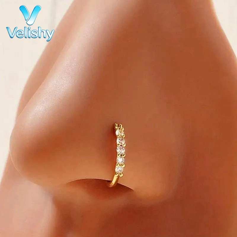 Non Piercing Nose Ring Cuff With Sparkling Cubic Zirconia 2 Color Option For Daily Wear Party Events Fashion Accessory For Women