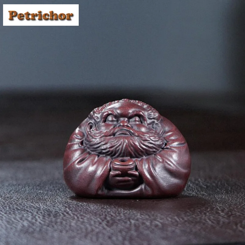 Yixing Zisha Bodhidharma Incense Stick Tea Pet Handmade Flowerpot Landscaping Tea Figurine Play Toys Tea Statue Ornaments Cafes