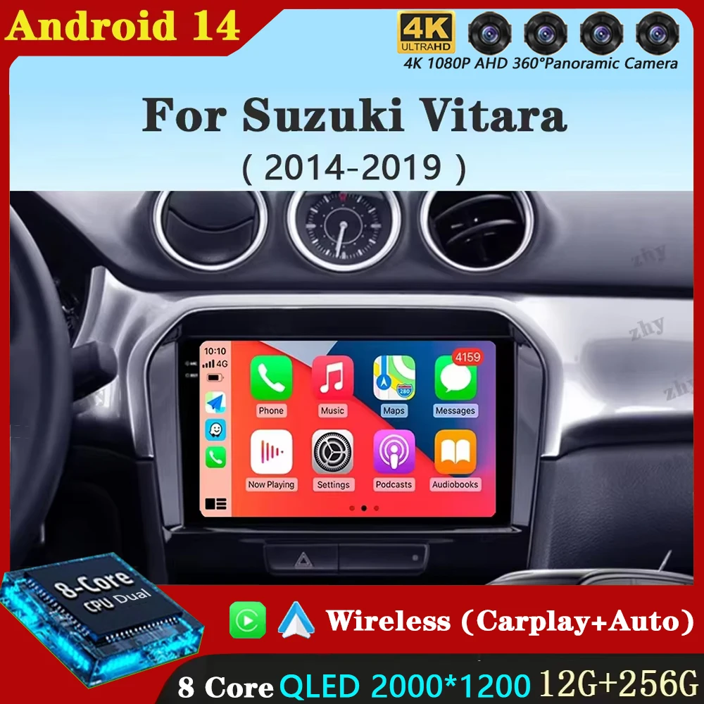 Android 14 Carplay Auto 2K Screen Car Radio Multimedia Player For Suzuki Vitara 2017 2018 2019 2020 Autoradio Stereo Head Unit