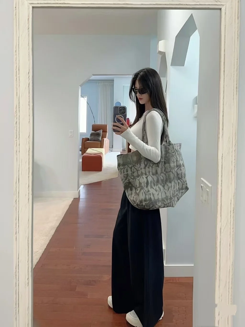Vintage Abstract Tie Dye Print Canvas Large Tote Bag Women Casual Shopping Grocery Handbag For Travel Daily Use image 3