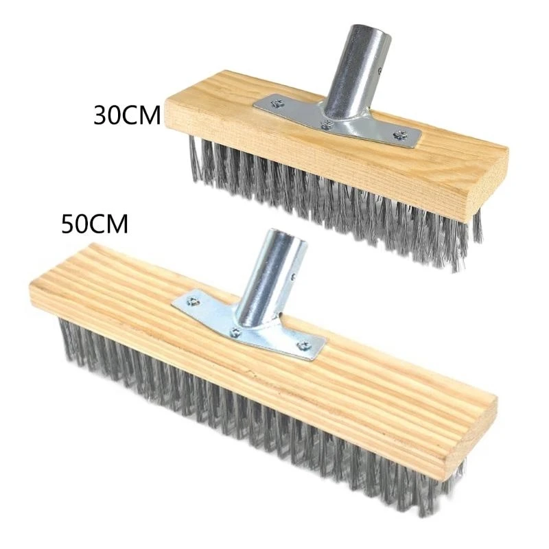 

Multipurpose Steel Wire Deck Brush Head 30cm 50cm Heavy Duty Metallic Wire Brush for Patios Grime and Garage Floor Stain .Q0KF