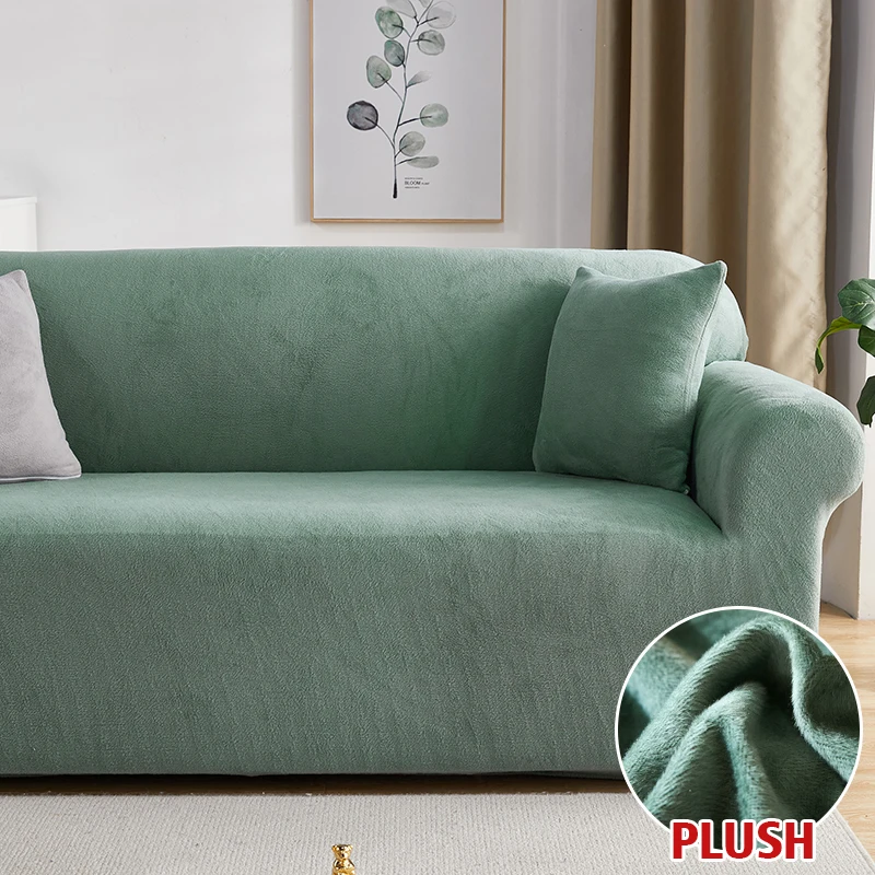 Plush Fabric Sofa Covers for Living Room 1/2/3/4 Seats Elastic Stretch Couch Cover L Shaped Sofa Slipcover Furniture Protector