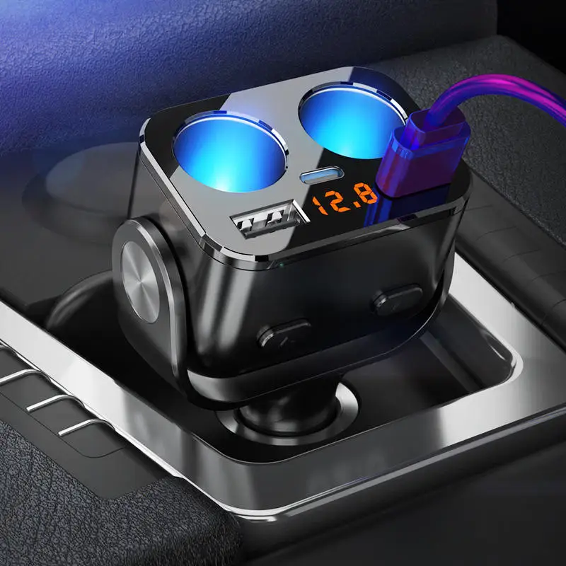 Dual USB QC 3.0 Car Charger 2V Fast Charging Cigarette Lighter Socket Splitter Plug Auto Power Adapter for Mobile Phone DVR