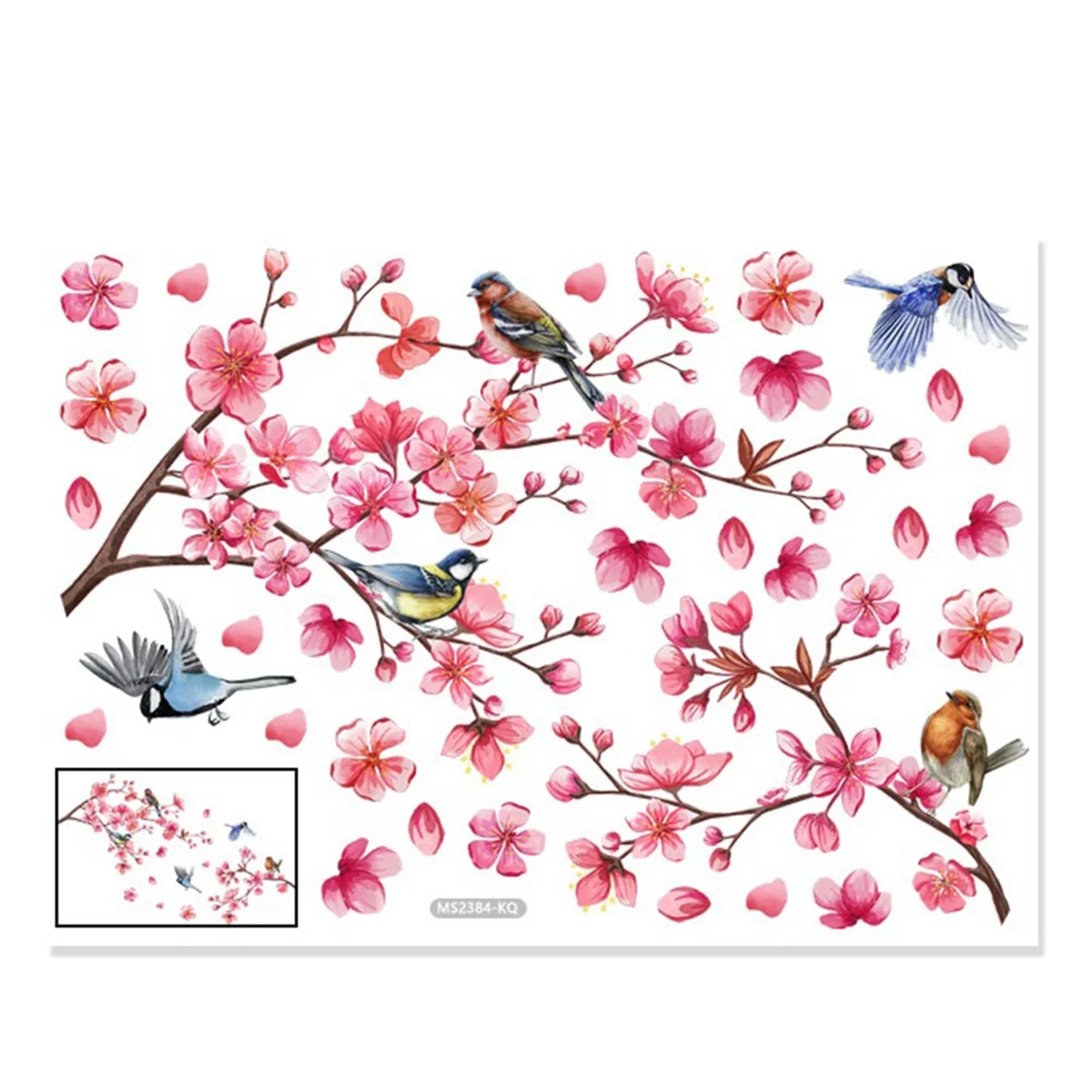 

8PCS PlumBlossom Bird Wall Sticker for Bathroom Toilet Decor Mural Room Background Cupboard Home Decoration