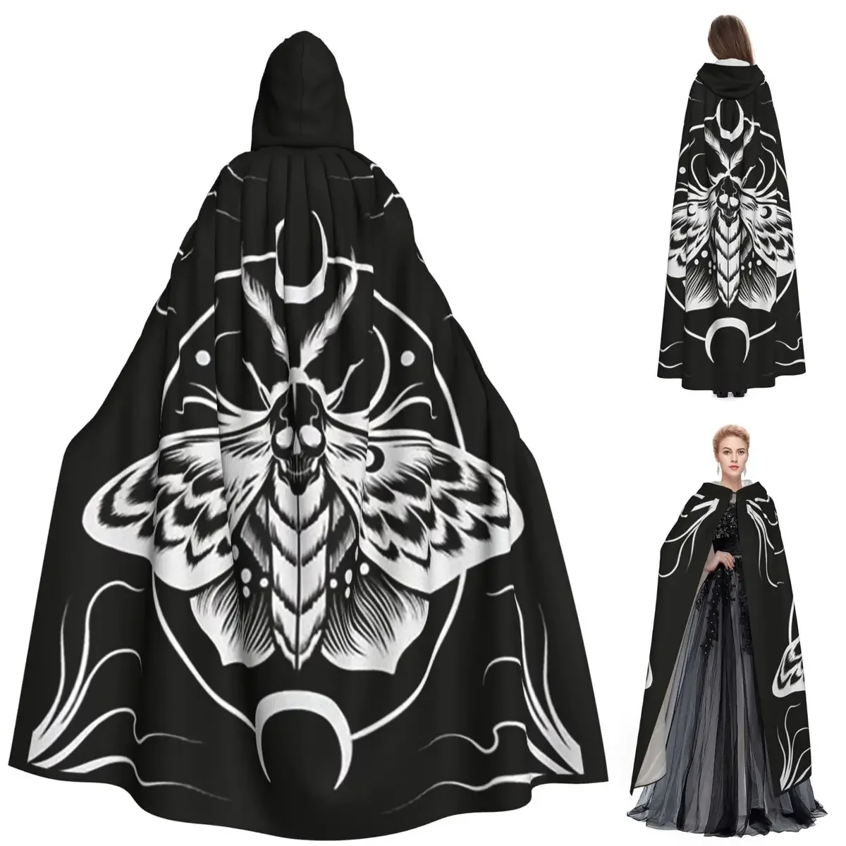 

Длинный плащ с капюшоном от моли, средневековый костюм ведьмы, накидка для косплея, накидка на Хэллоуин, вечеринка для взрослых, унисекс