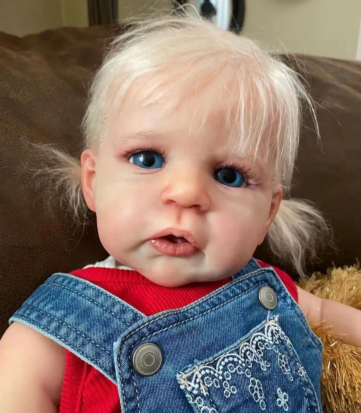 

FBBD Customized Limited Supply 60cm Reborn Baby Doll Sandie With Hand-Rooted White Hair Already Finished Doll Different Dress