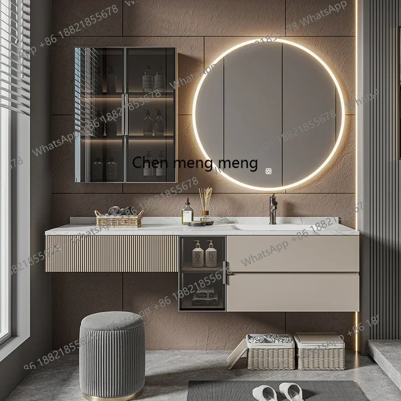 Bathroom Cabinet Combined Slate Integrated Basin Makeup Mirror Dresser Wash Sink Toilet Wash Sink