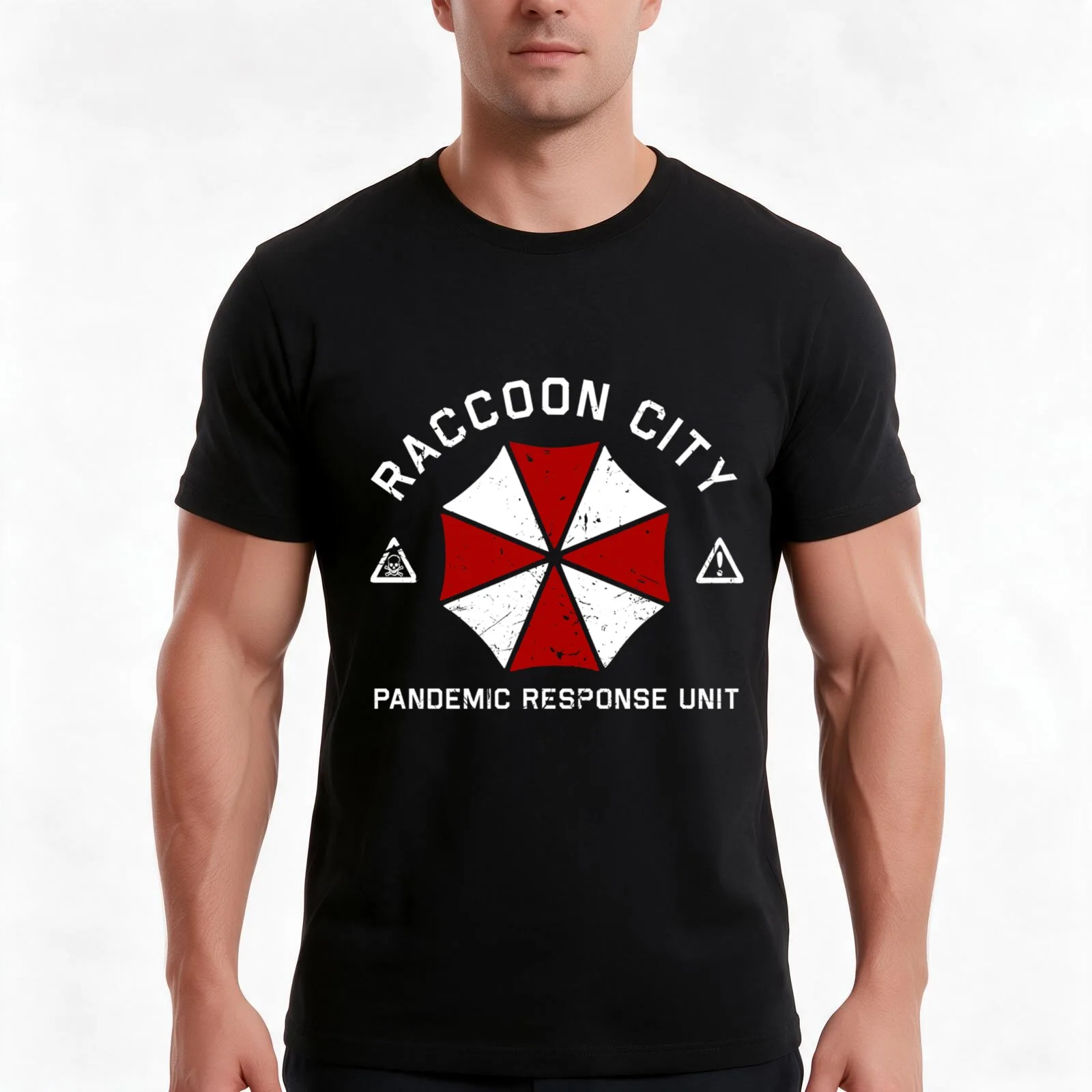 Umbrella Corporation T-Shirt, Summer Casual Cotton Tee, Oversized Streetwear Tops, Vintage Graphic Print, Loose Fit Short Sleeve