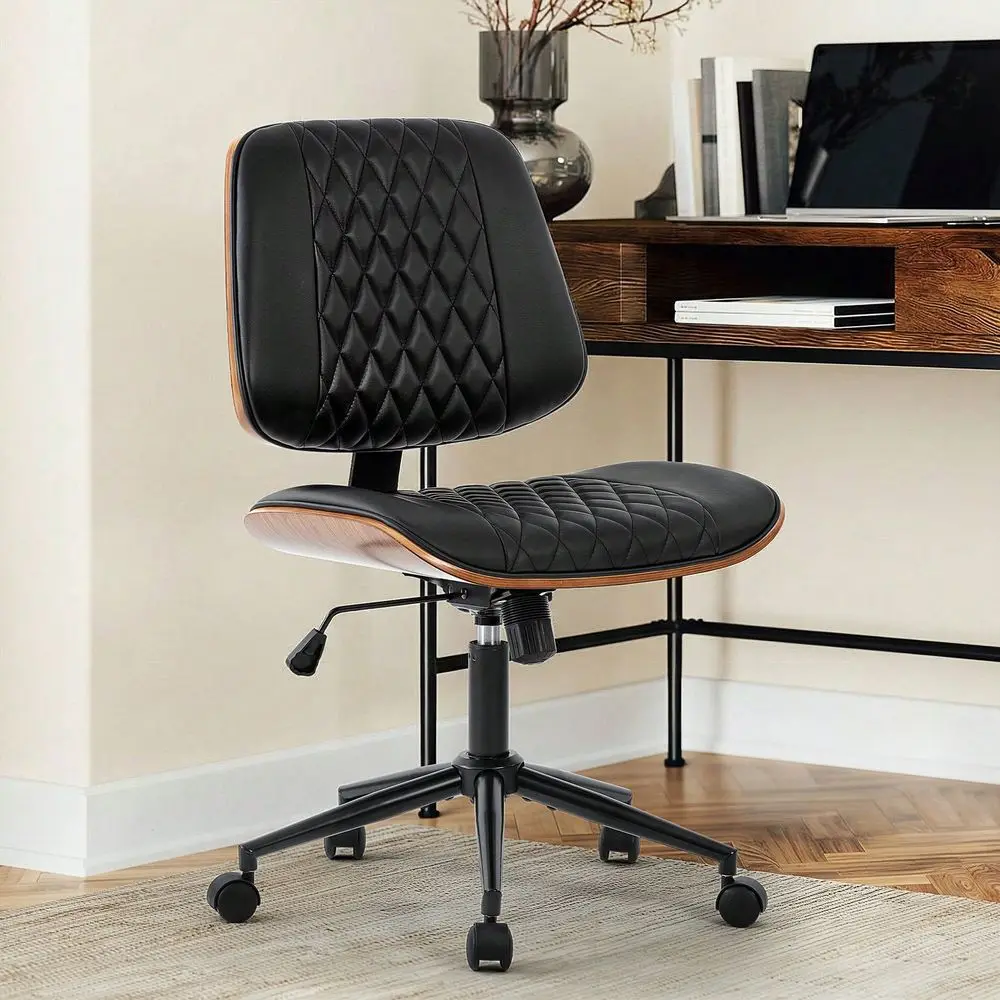 

office chairs computer chairOffice Chair Armless, Adjustable Height PU Leather Desk Seating With 360 Swivel And Rocking Function