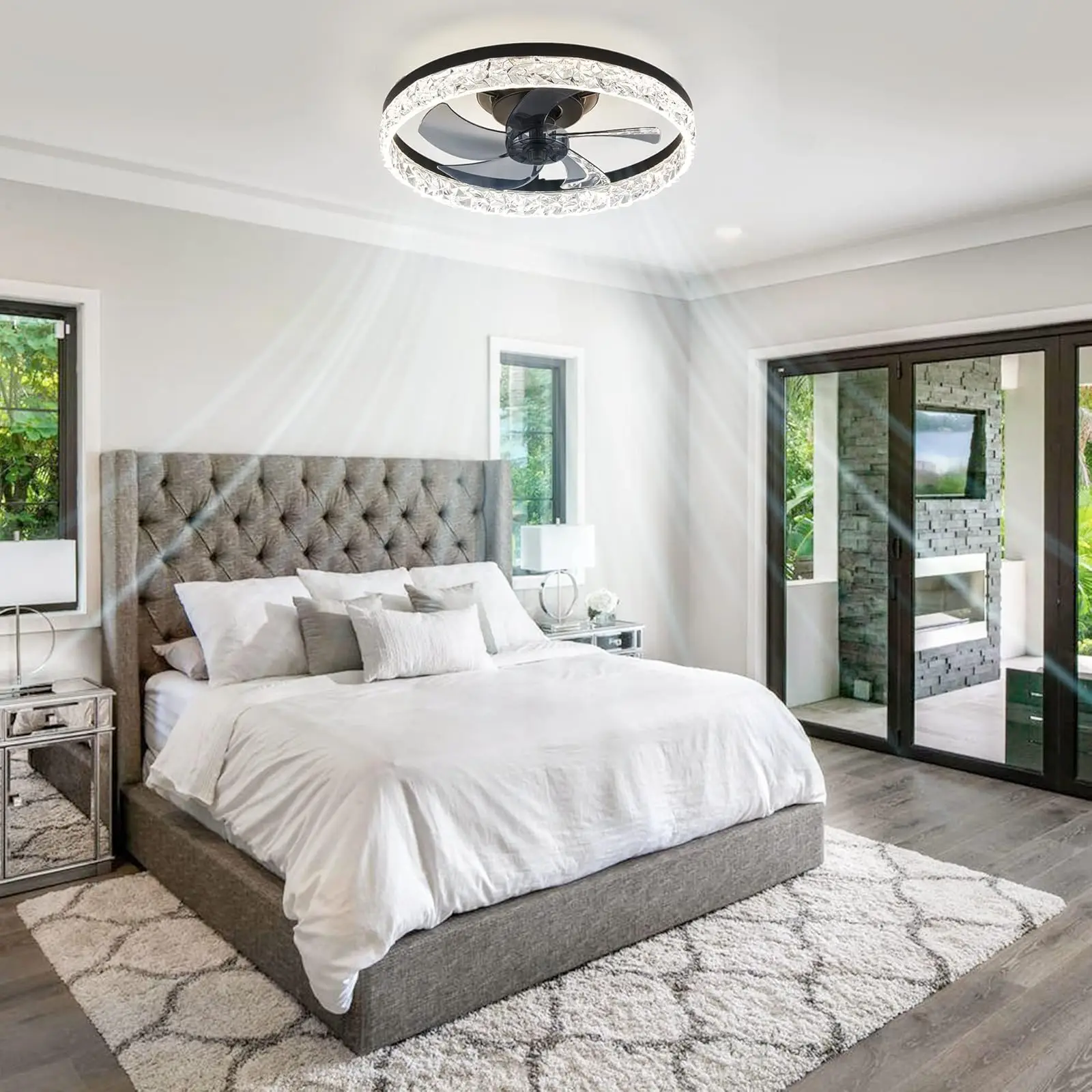 Lmap-Ventilateur de Plafond LED Intelligent avec Télécommande, Design Moderne, Éclairage d'Nik, Disponible en Noir et Blanc, Idéal pour un Salon, une Chambre à Coucher ou un Restaurant