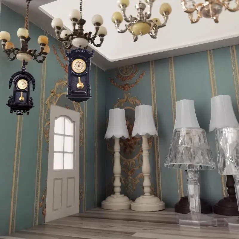 1:12 Poppenhuis Vintage Simulatie Wandklok Model Pop Thuis Klok Woonkamer Decor Speelgoed Poppenhuis Micro Scène Accessoires