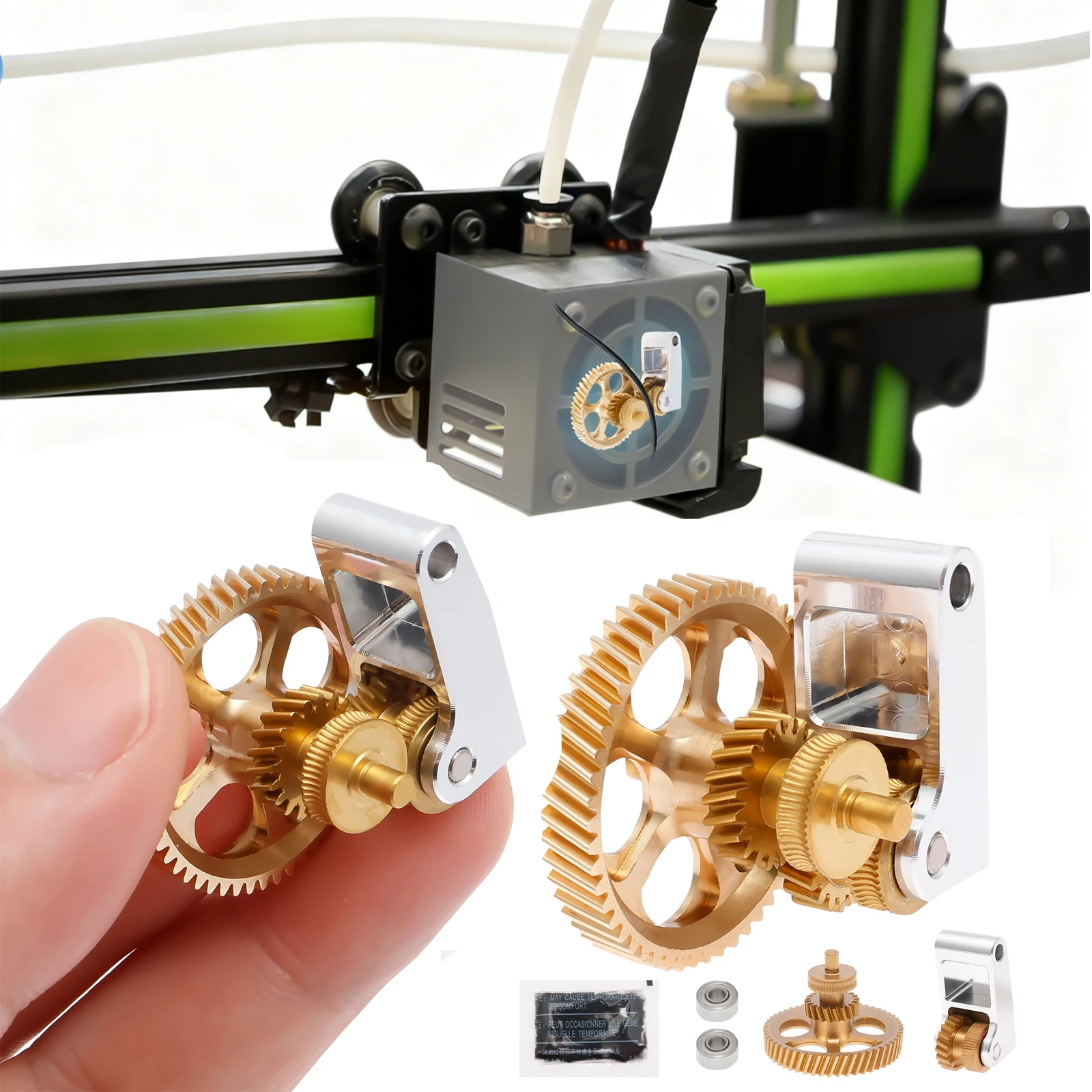 

Extruder Gear Kit Nano-Coated Hardened Steel Self-Lubricating Brass Extrusion Gear Precision Hotend Feed Helical Wheel for 3D P